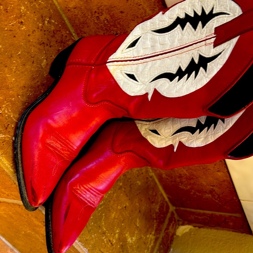 Red vegan leatherr.
